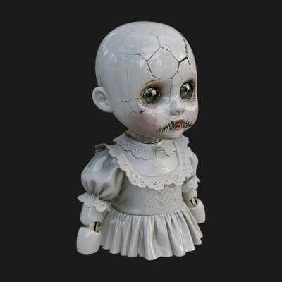 Haunted Porcelain Doll Statue Design 2 3D Print Model