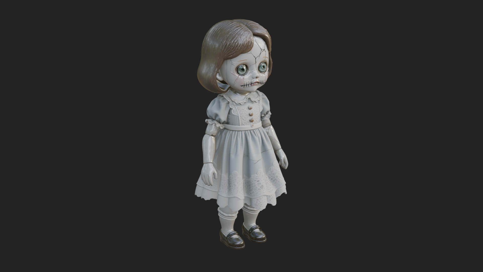 Haunted Porcelain Doll Statue Design 3 3D Print Model 3D Model