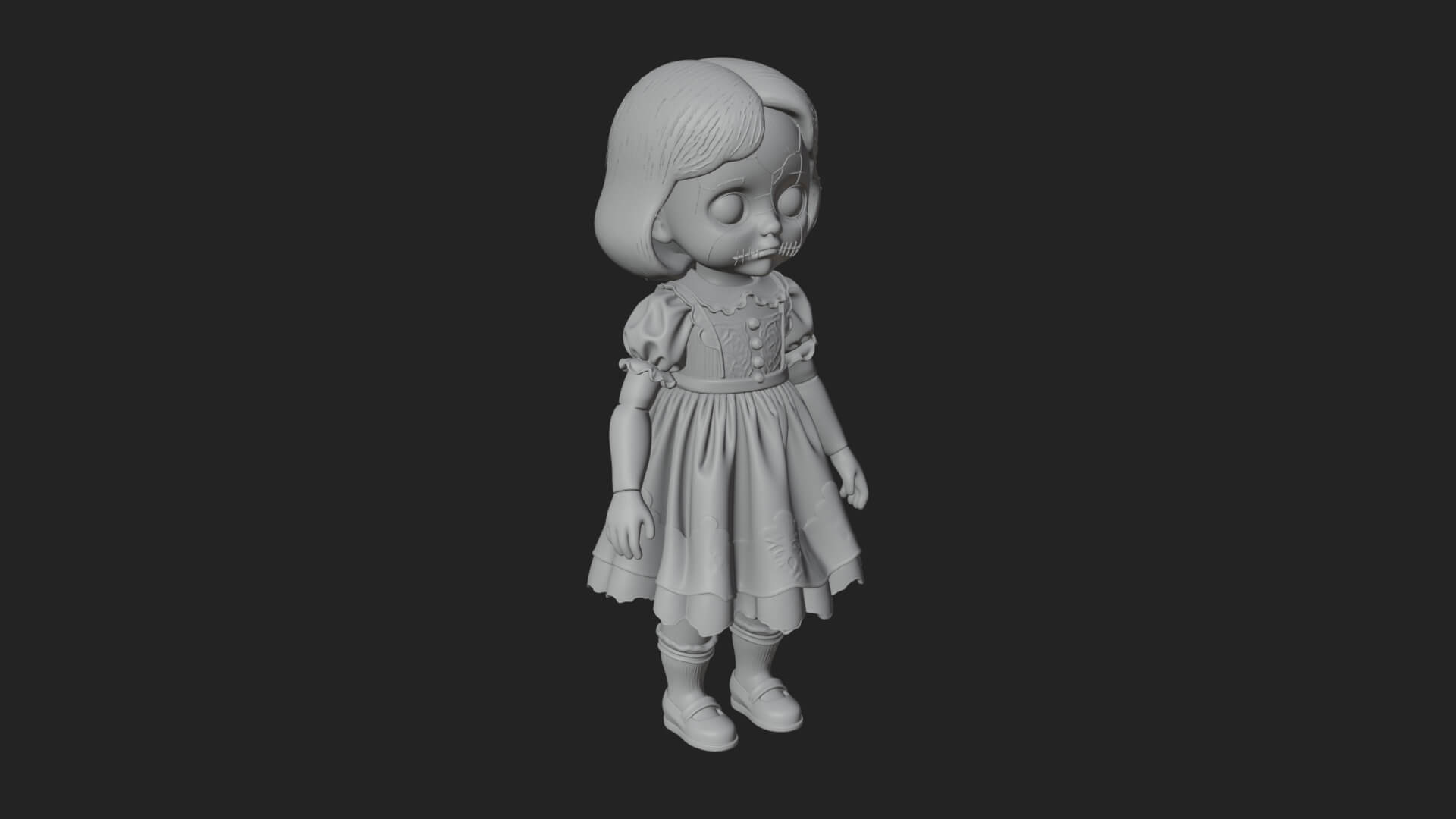 Haunted Porcelain Doll Statue Design 3 3D Print Model 3D Model