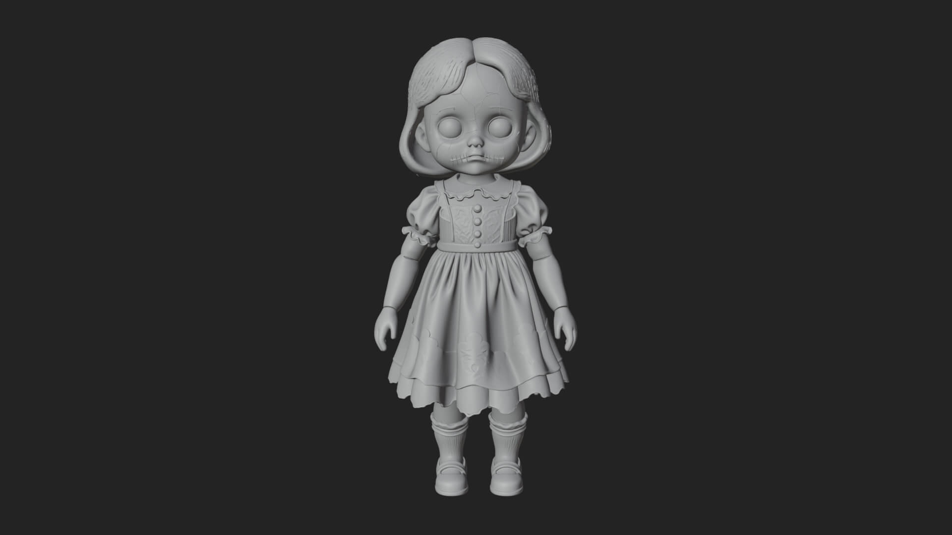 Haunted Porcelain Doll Statue Design 3 3D Print Model 3D Model