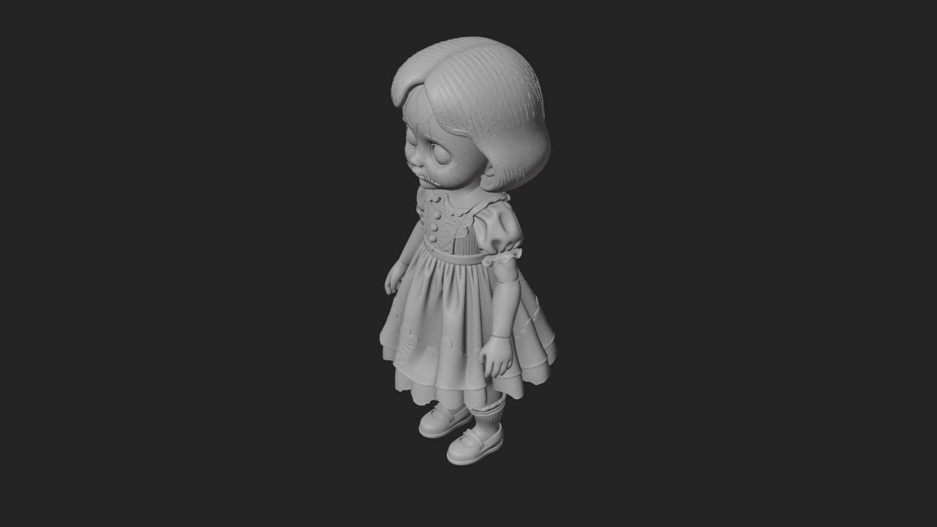 Haunted Porcelain Doll Statue Design 3 3D Print Model 3D Model