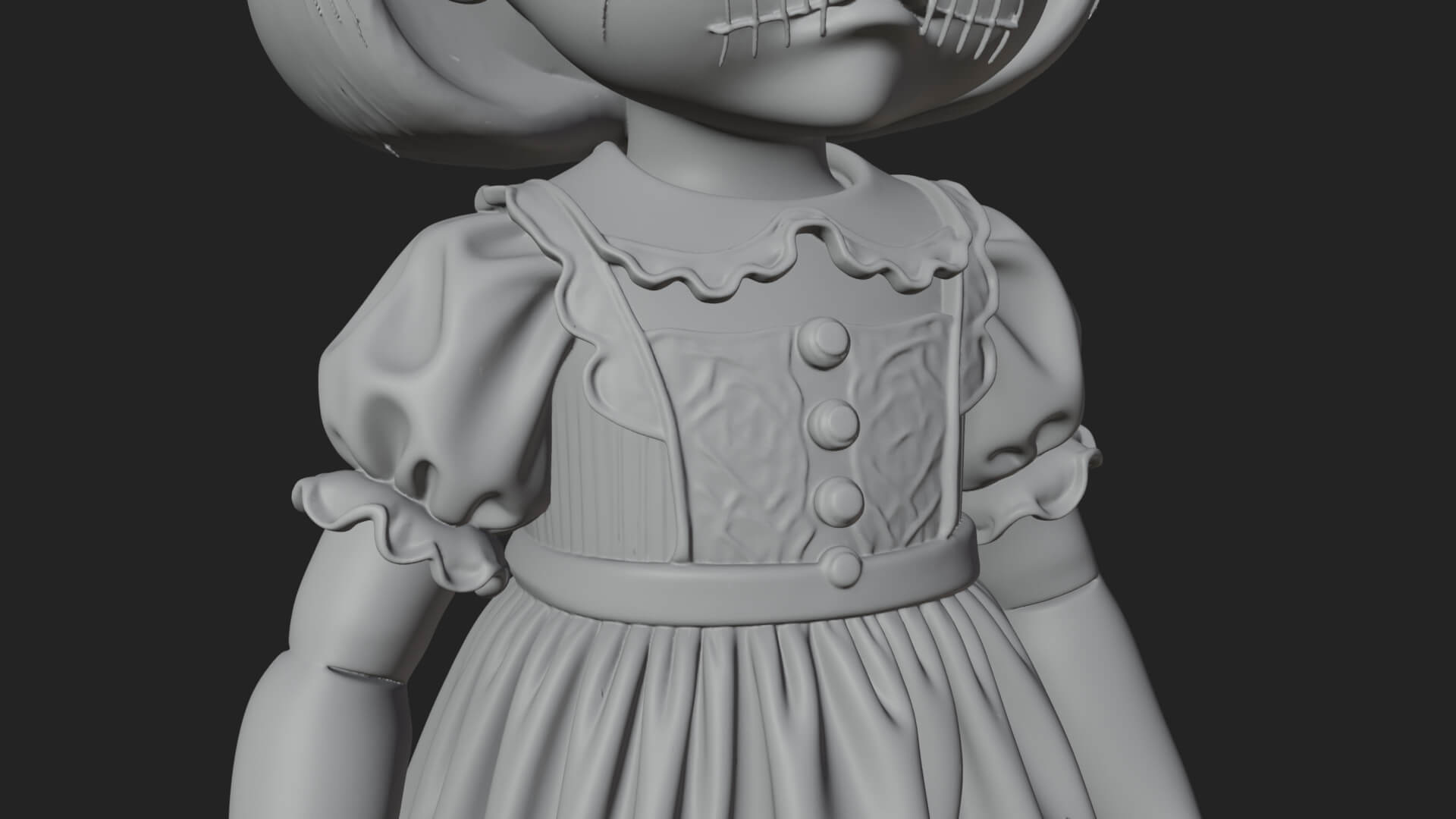 Haunted Porcelain Doll Statue Design 3 3D Print Model 3D Model