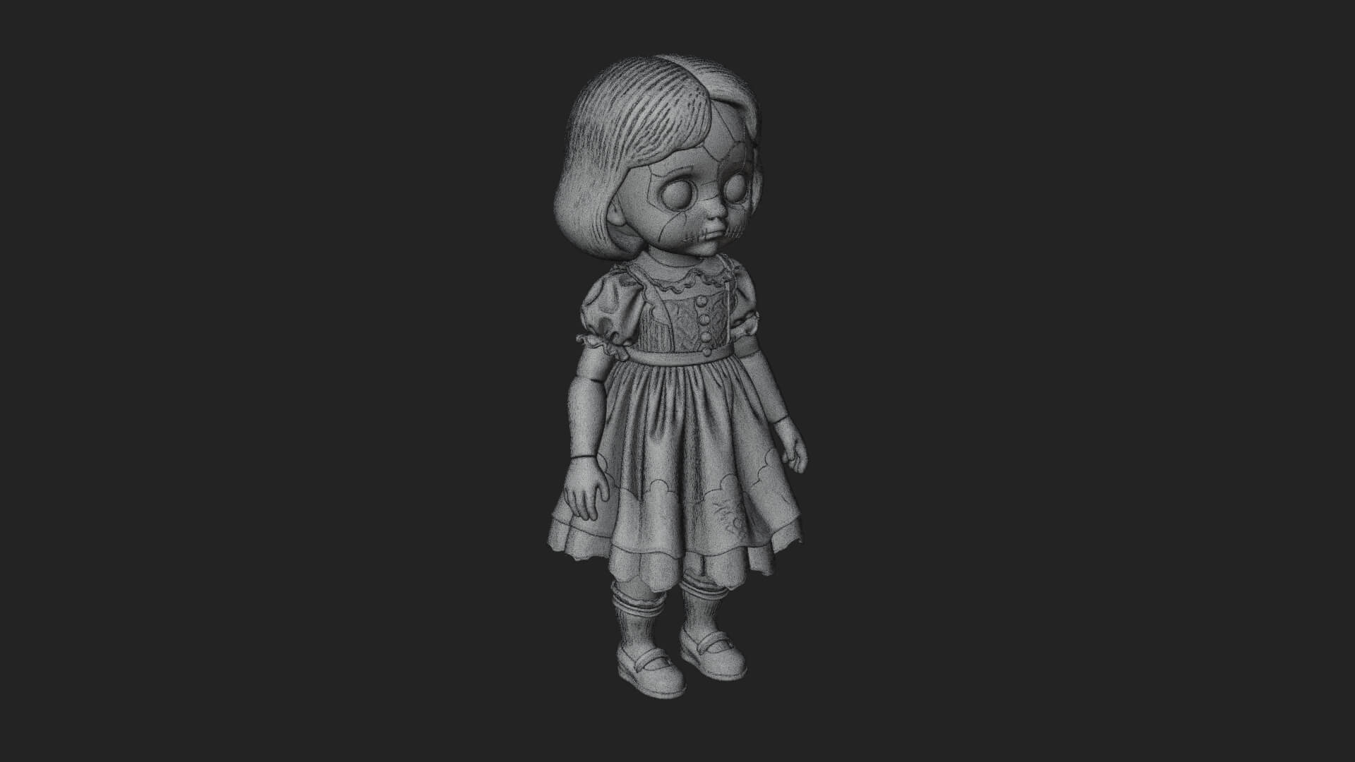 Haunted Porcelain Doll Statue Design 3 3D Print Model 3D Model