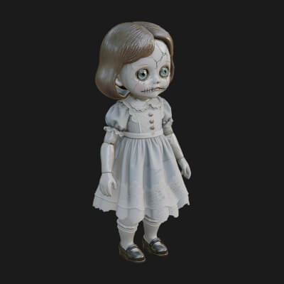 Haunted Porcelain Doll Statue Design 3 3D Print Model