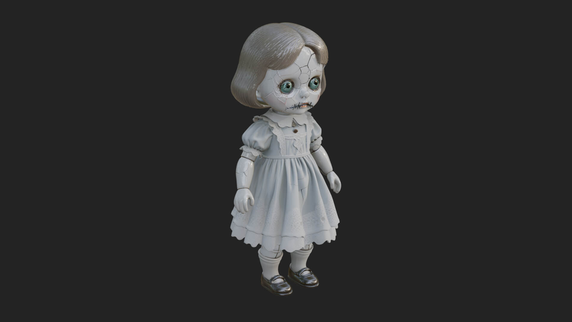 Haunted Porcelain Doll Statue Design 4 3D Print Model 3D Model