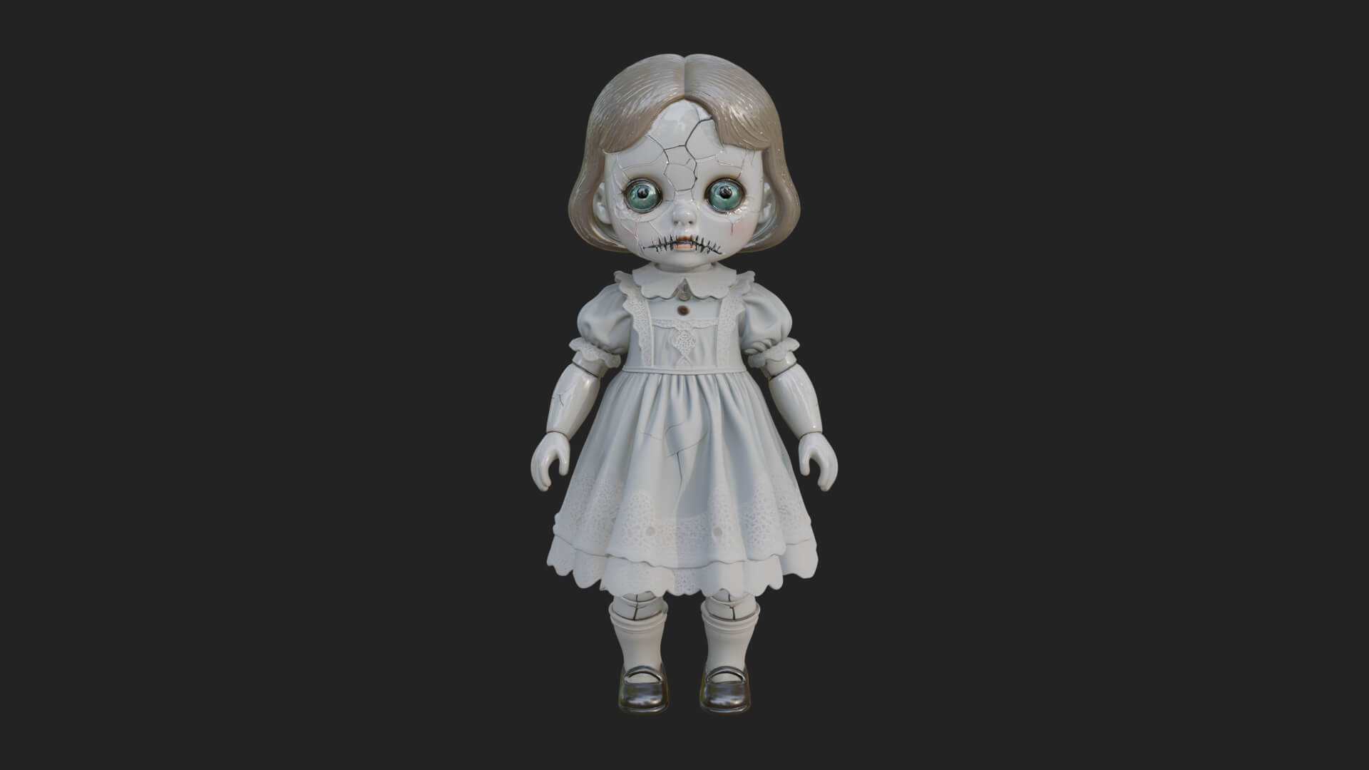 Haunted Porcelain Doll Statue Design 4 3D Print Model 3D Model