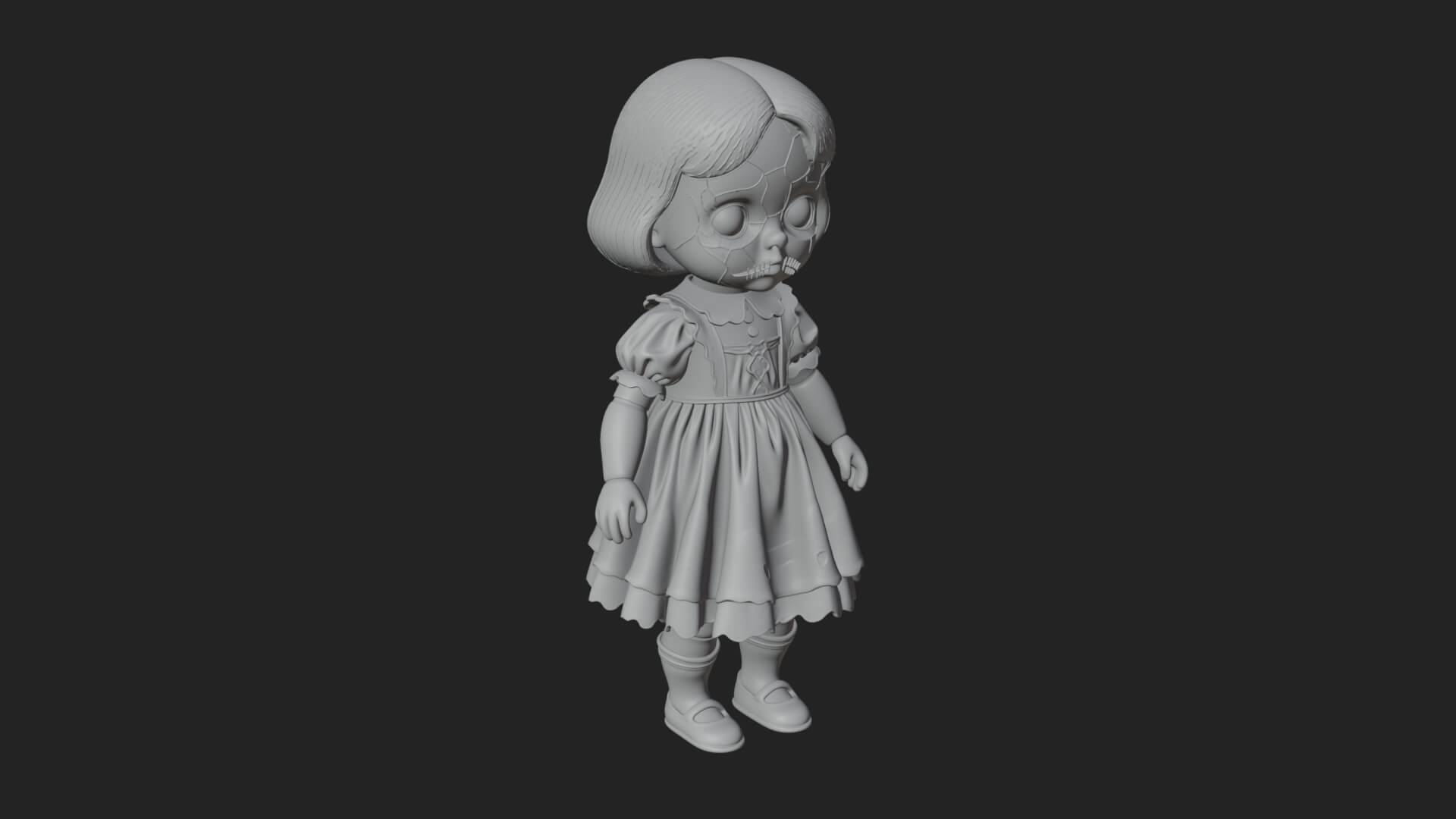 Haunted Porcelain Doll Statue Design 4 3D Print Model 3D Model