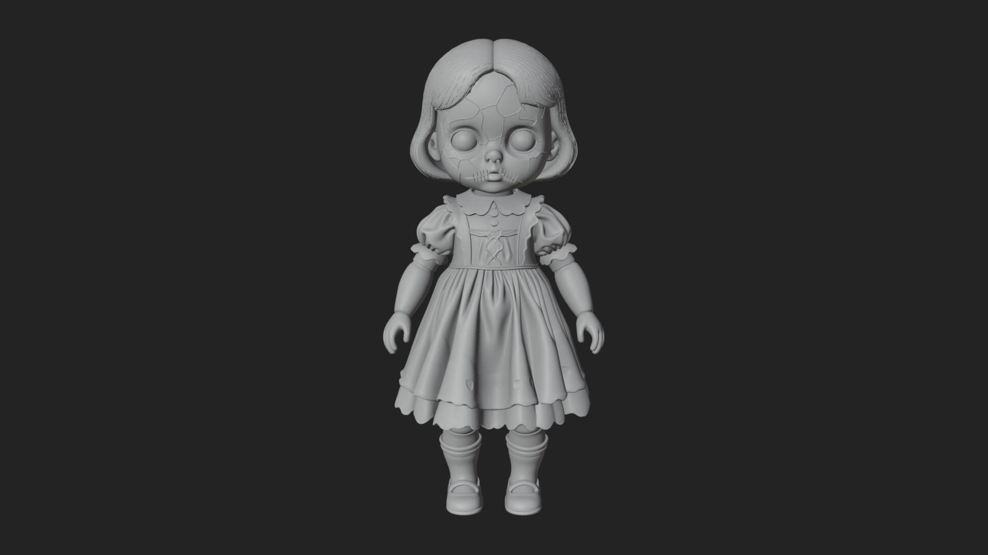 Haunted Porcelain Doll Statue Design 4 3D Print Model 3D Model