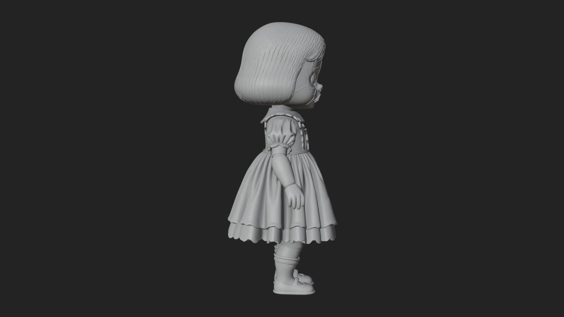 Haunted Porcelain Doll Statue Design 4 3D Print Model 3D Model