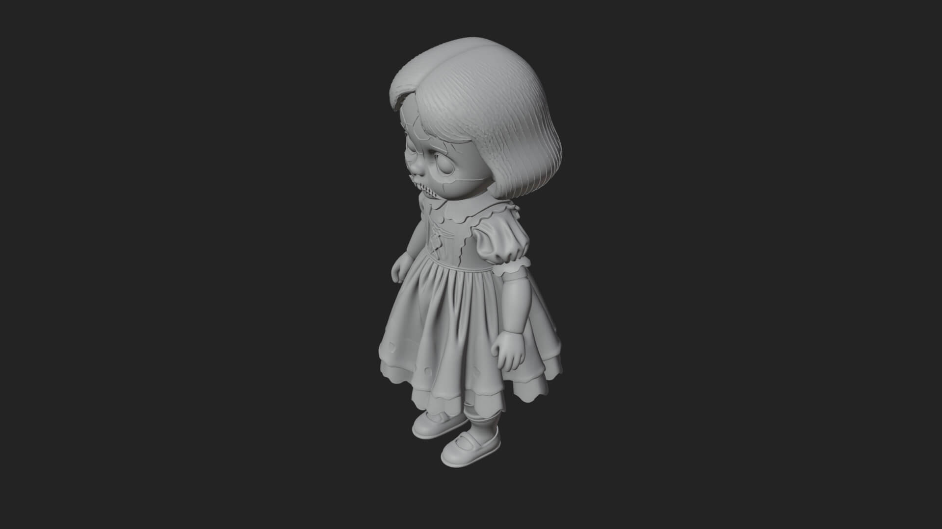 Haunted Porcelain Doll Statue Design 4 3D Print Model 3D Model