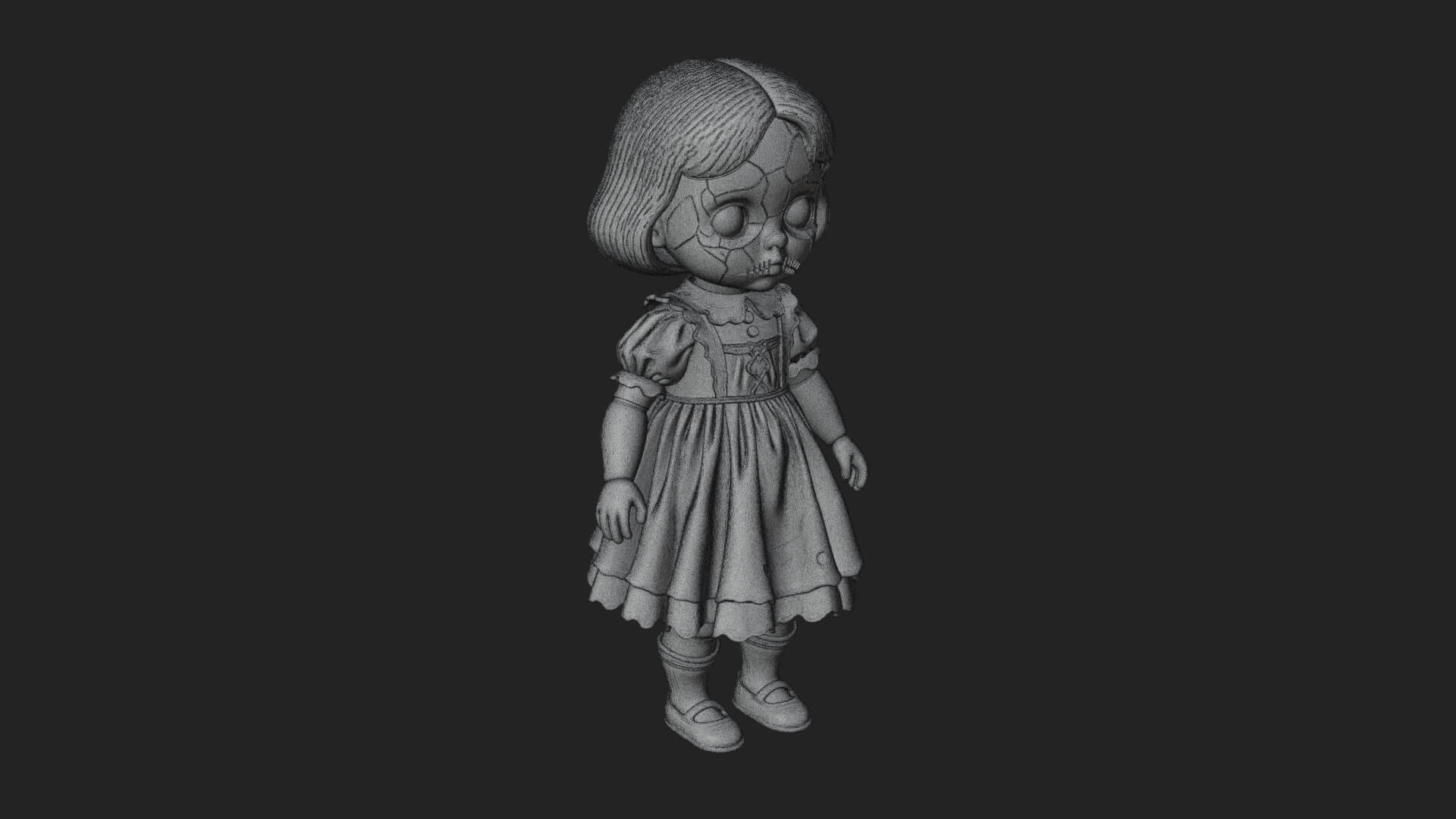 Haunted Porcelain Doll Statue Design 4 3D Print Model 3D Model