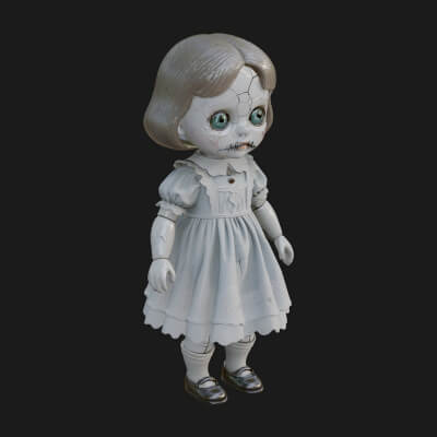 Haunted Porcelain Doll Statue Design 4 3D Print Model