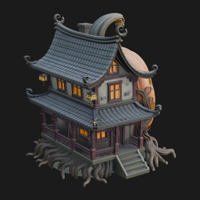 Haunted Pumpkin House Model Design 7 3D Print Model