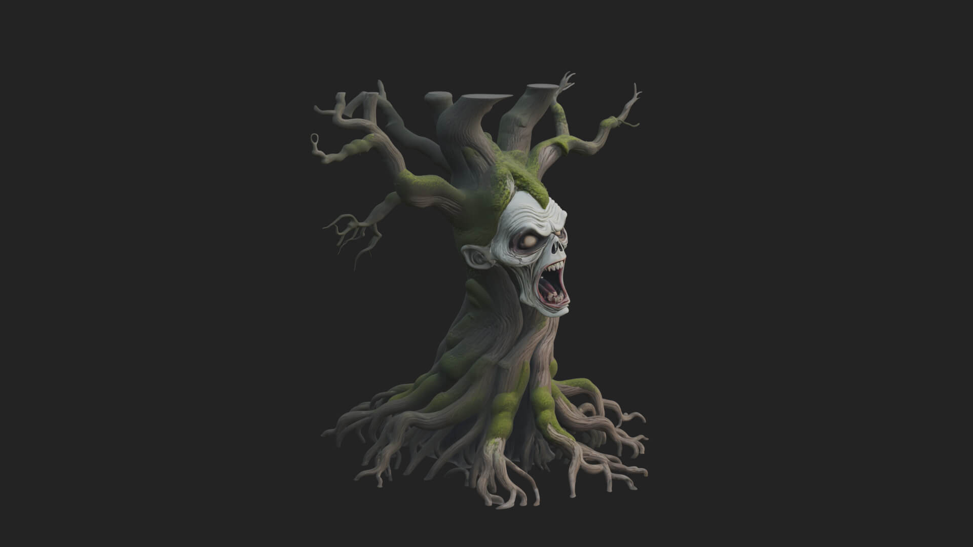 Haunted Tree Monster Statue Design 1 3D Print Model 3D Model