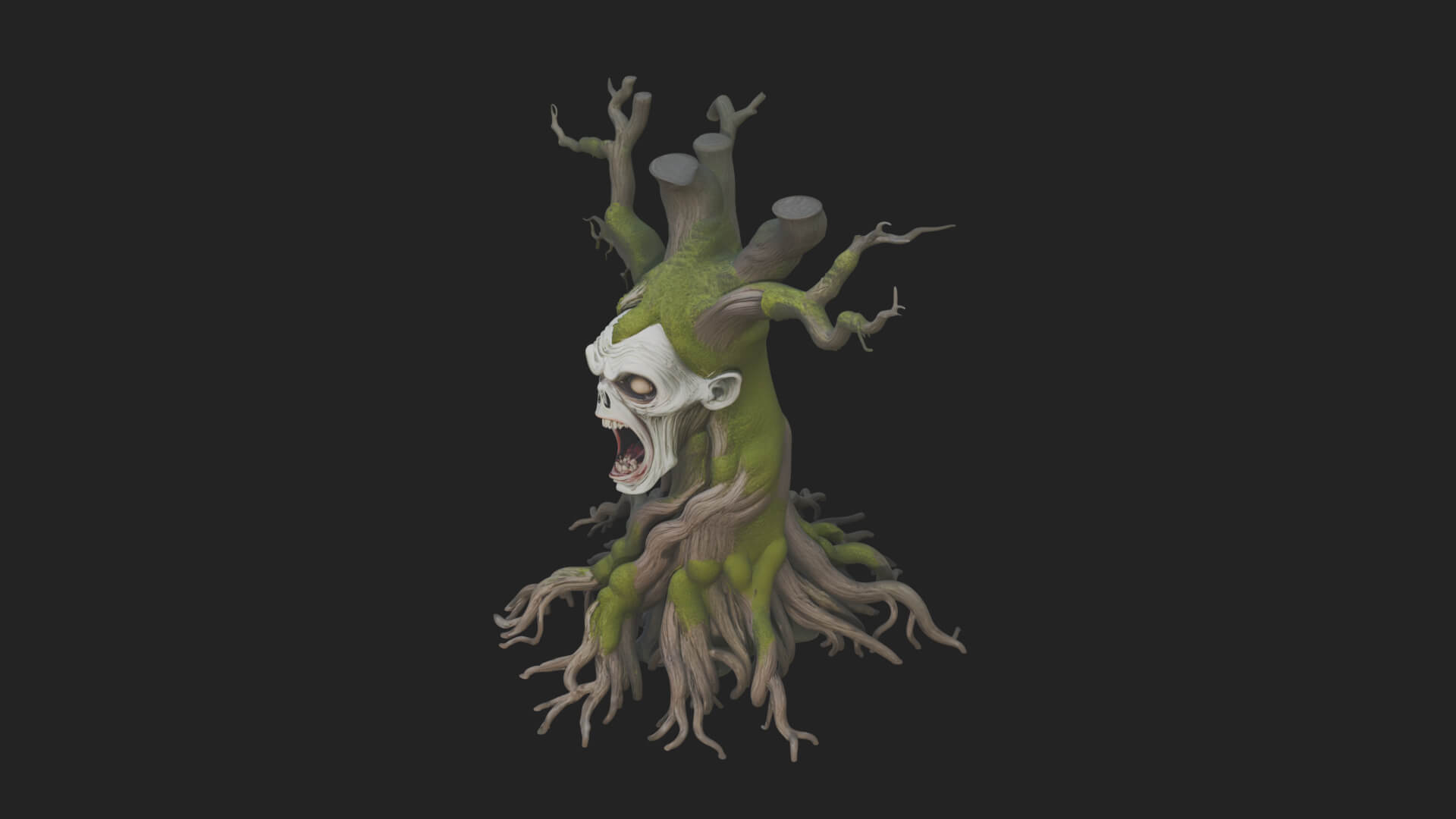 Haunted Tree Monster Statue Design 1 3D Print Model 3D Model