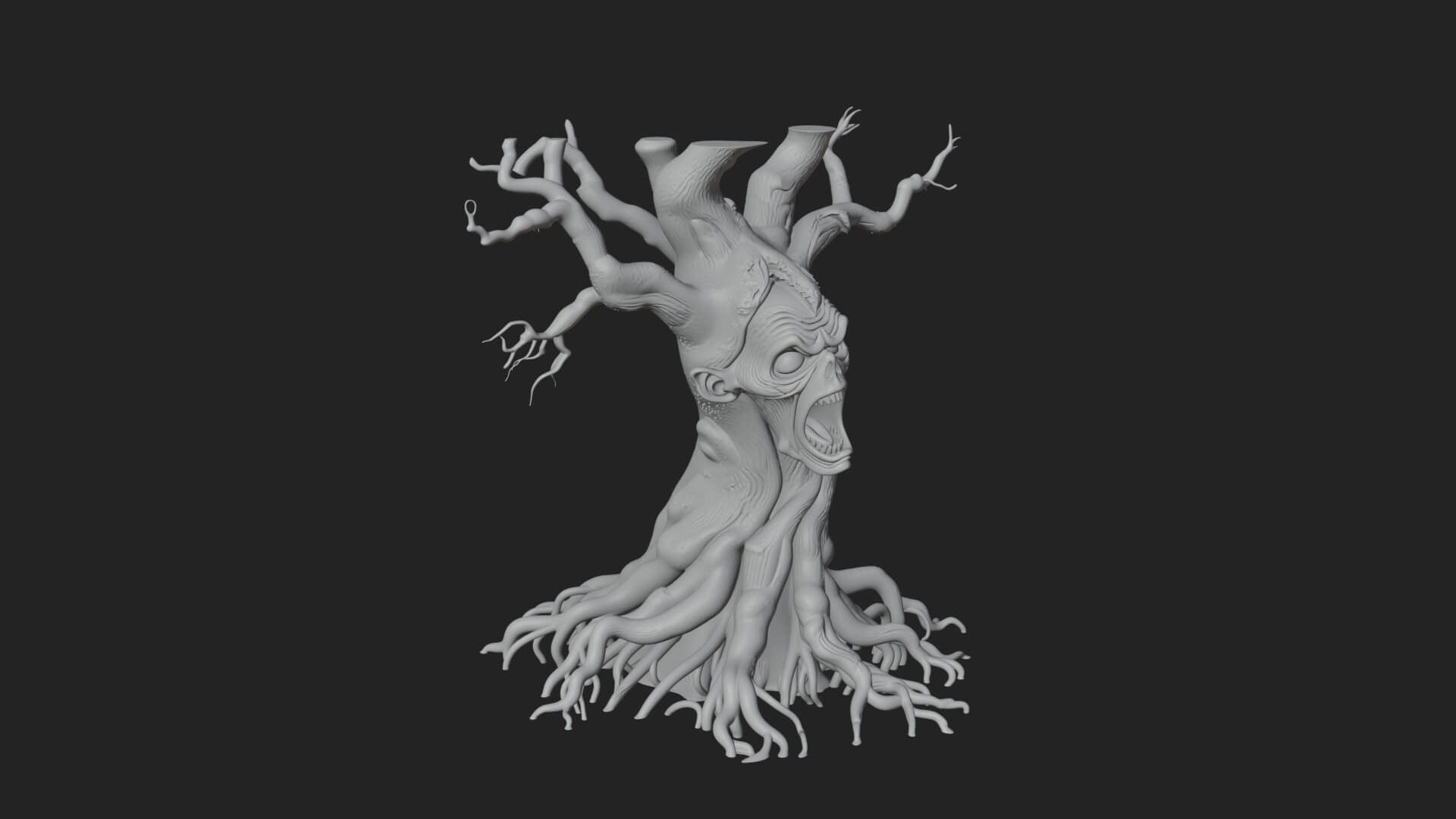 Haunted Tree Monster Statue Design 1 3D Print Model 3D Model