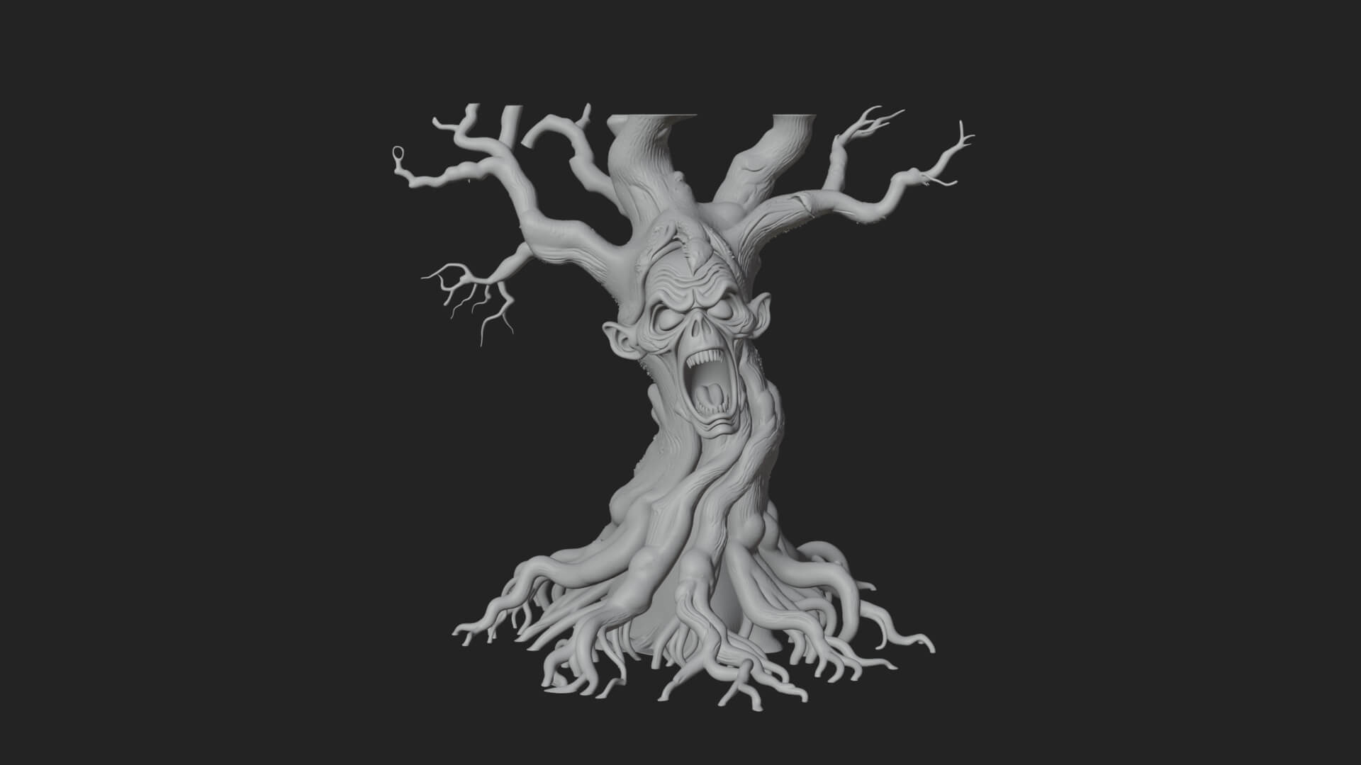 Haunted Tree Monster Statue Design 1 3D Print Model 3D Model
