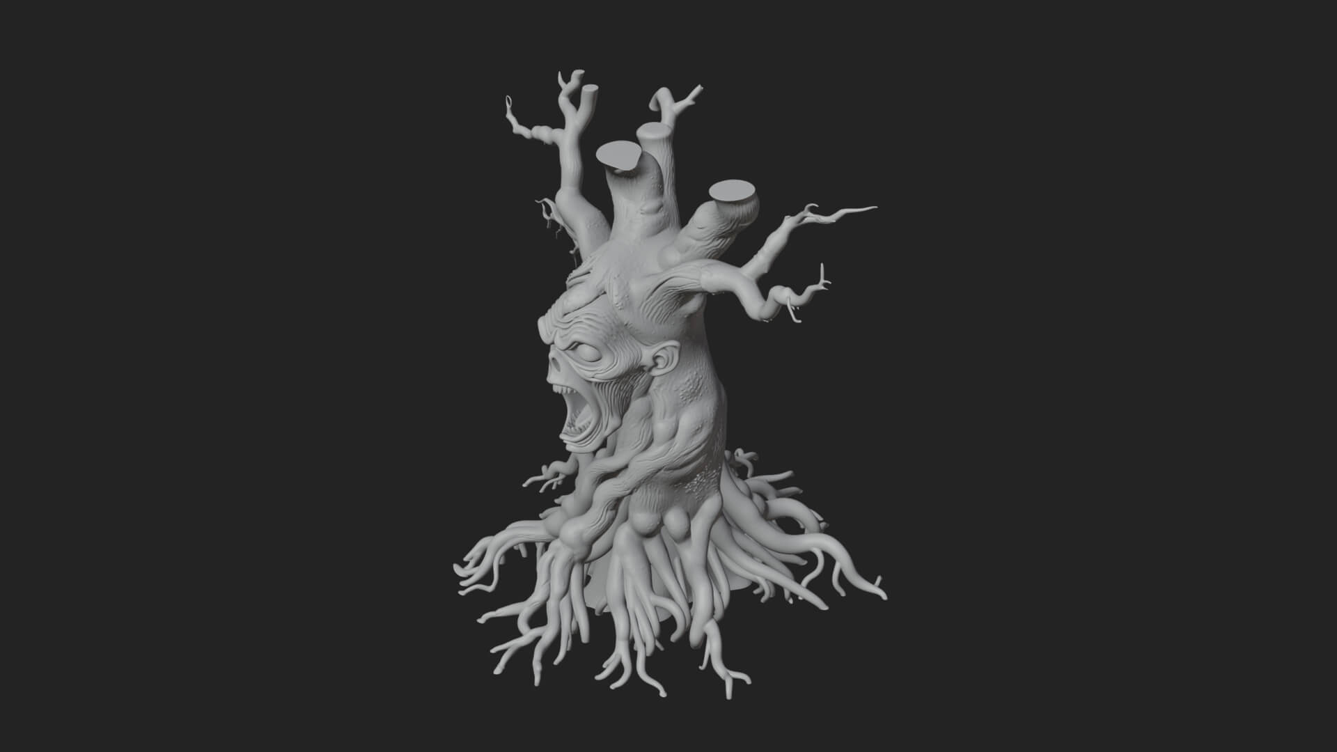 Haunted Tree Monster Statue Design 1 3D Print Model 3D Model