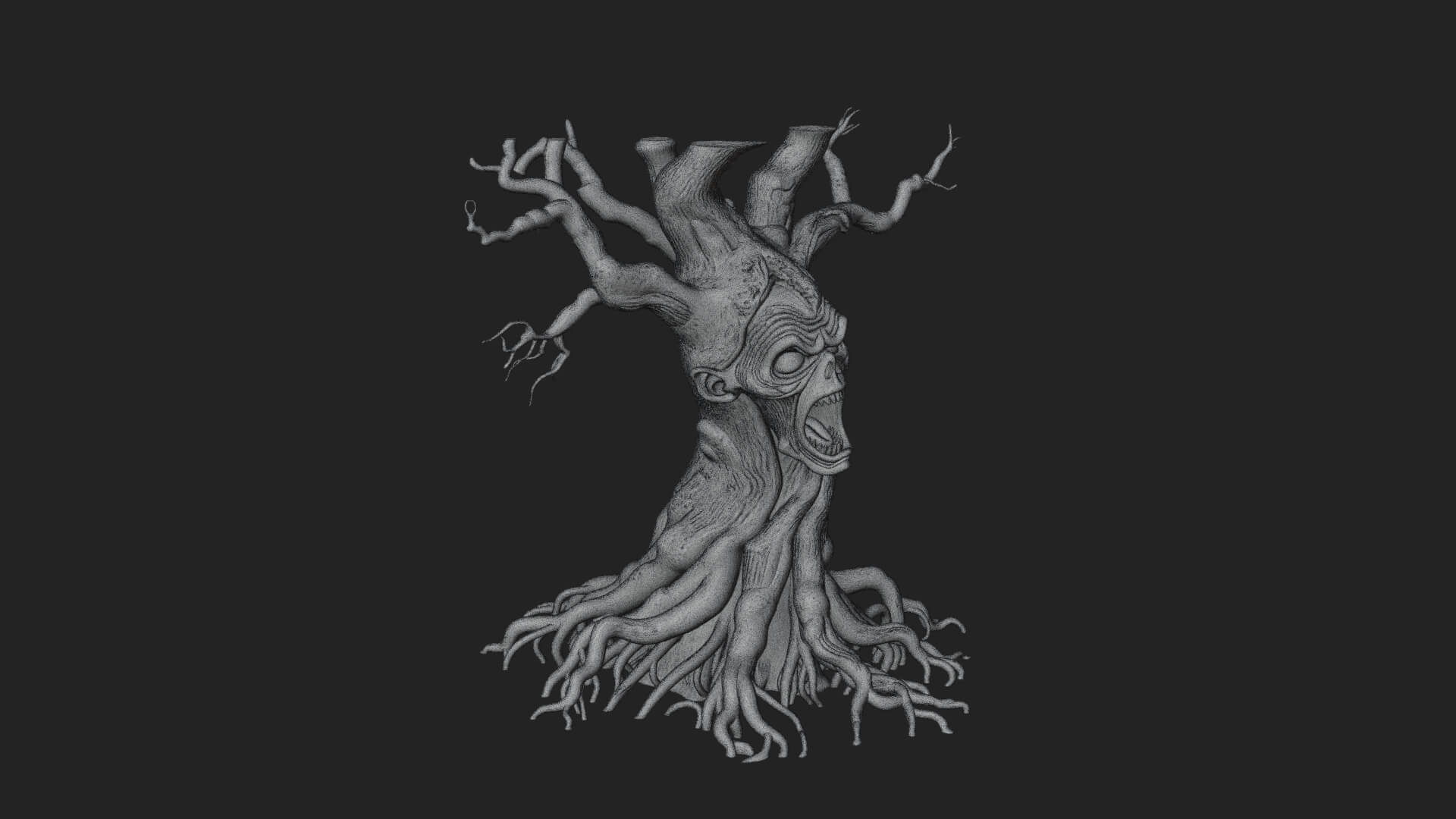 Haunted Tree Monster Statue Design 1 3D Print Model 3D Model