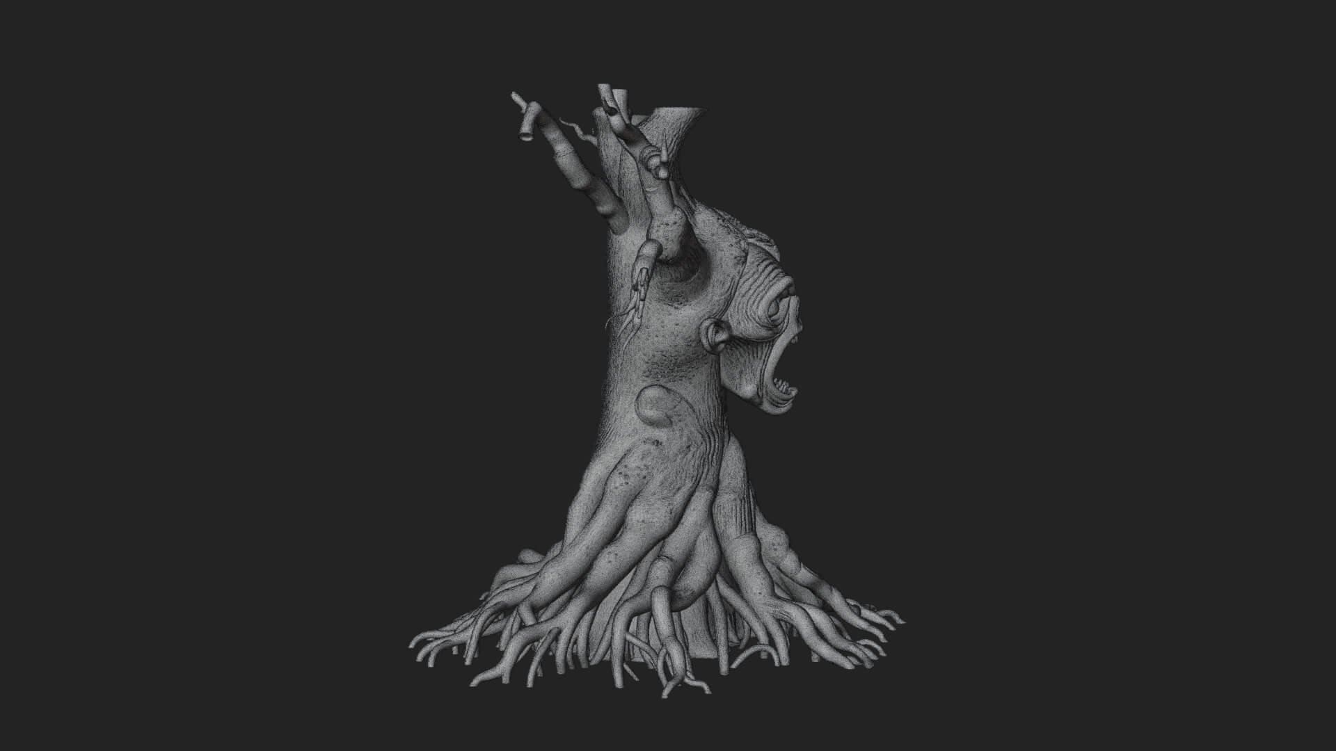 Haunted Tree Monster Statue Design 1 3D Print Model 3D Model