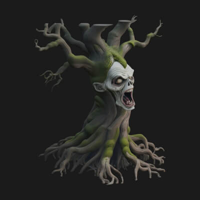 Haunted Tree Monster Statue Design 1 3D Print Model