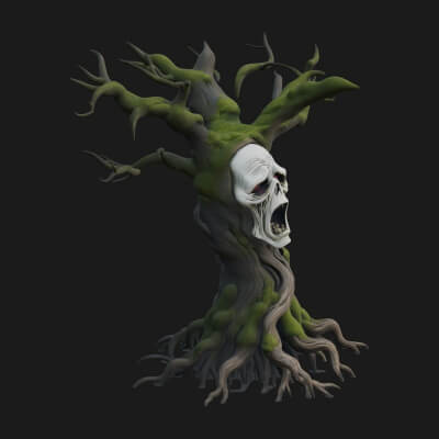 Haunted Tree Monster Statue Design 2 3D Print Model