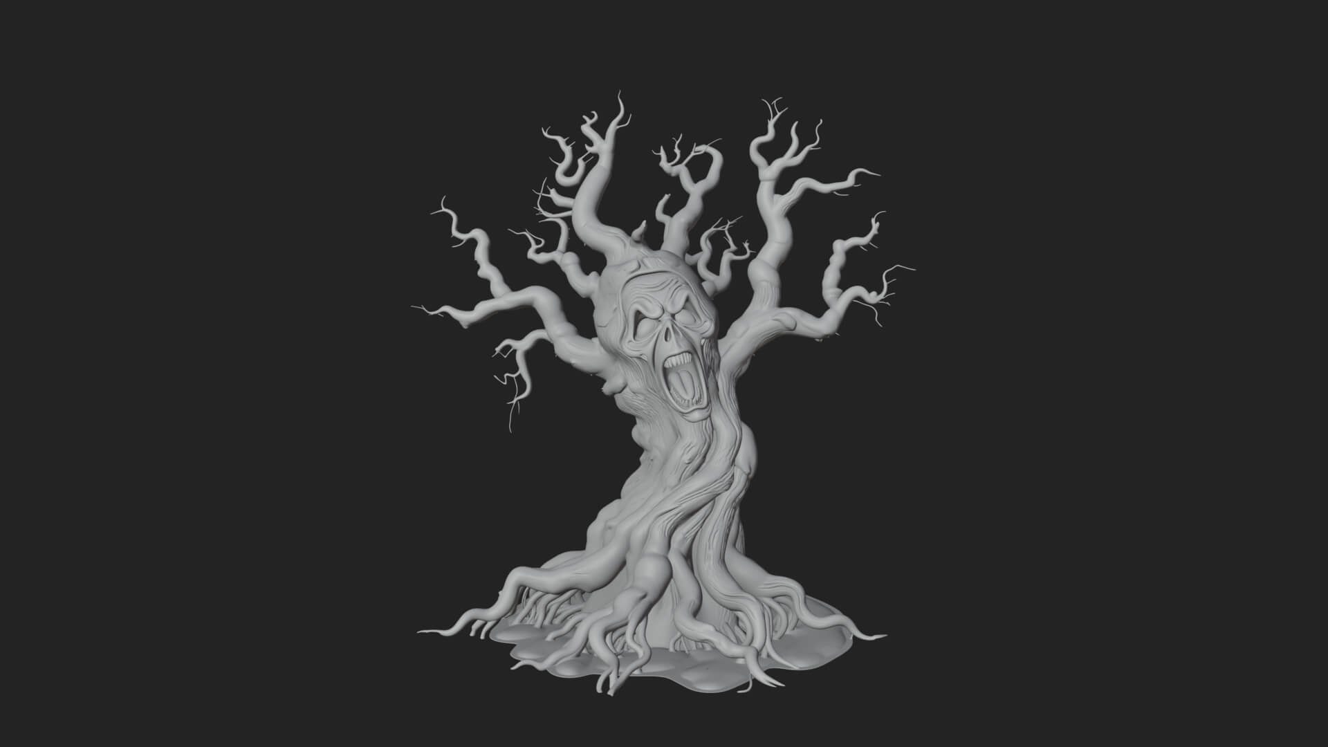 Haunted Tree Monster Statue Design 3 3D Print Model 3D Model