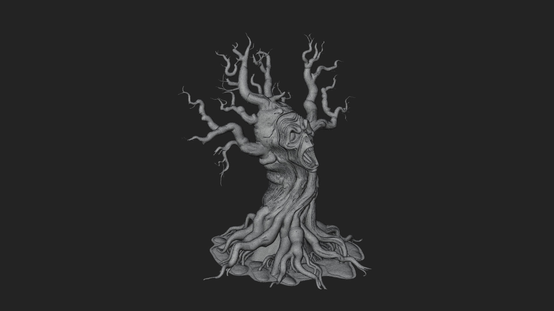 Haunted Tree Monster Statue Design 3 3D Print Model 3D Model