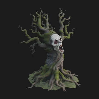 Haunted Tree Monster Statue Design 3 3D Print Model