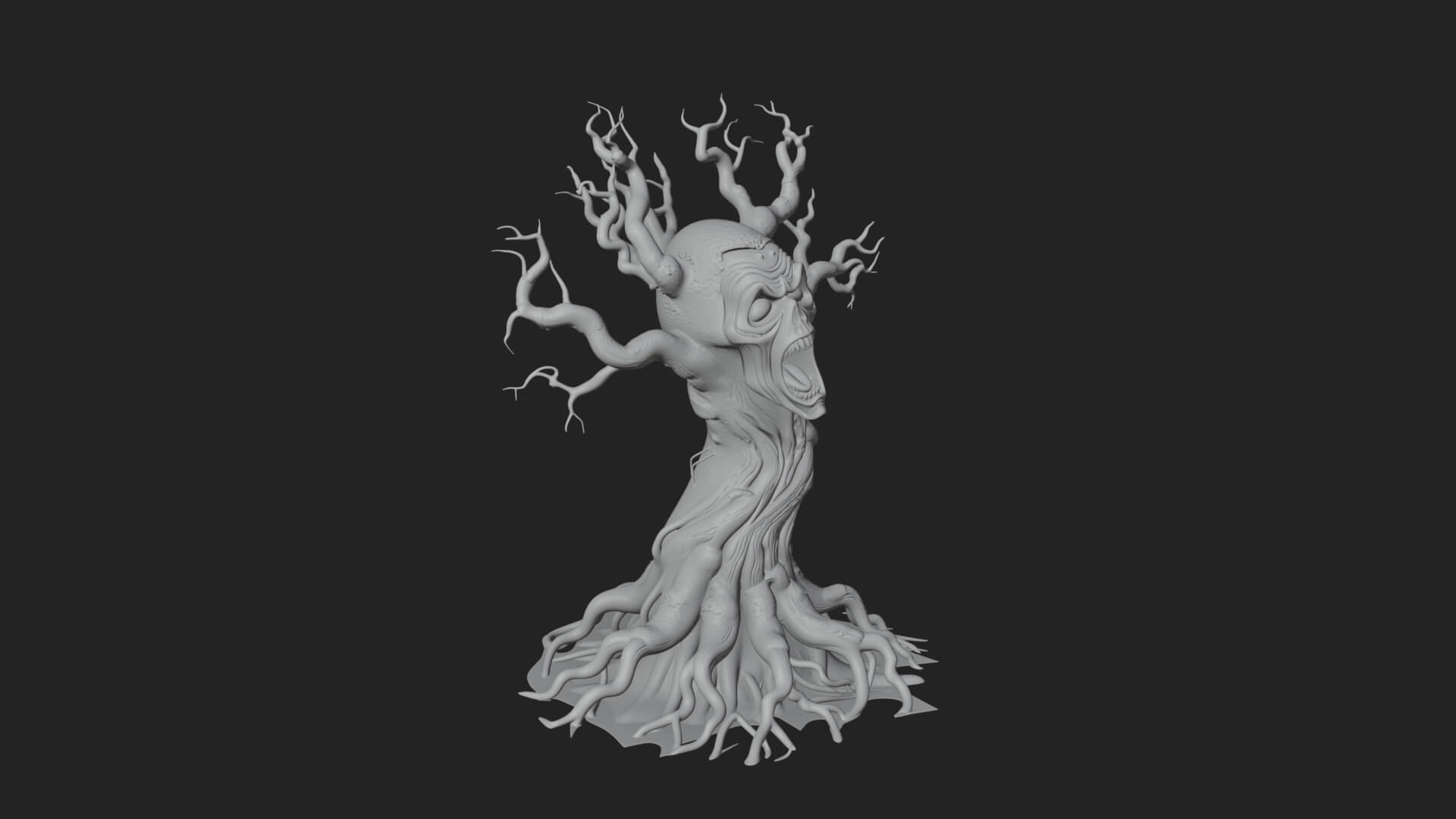 Haunted Tree Monster Statue Design 4 3D Print Model 3D Model