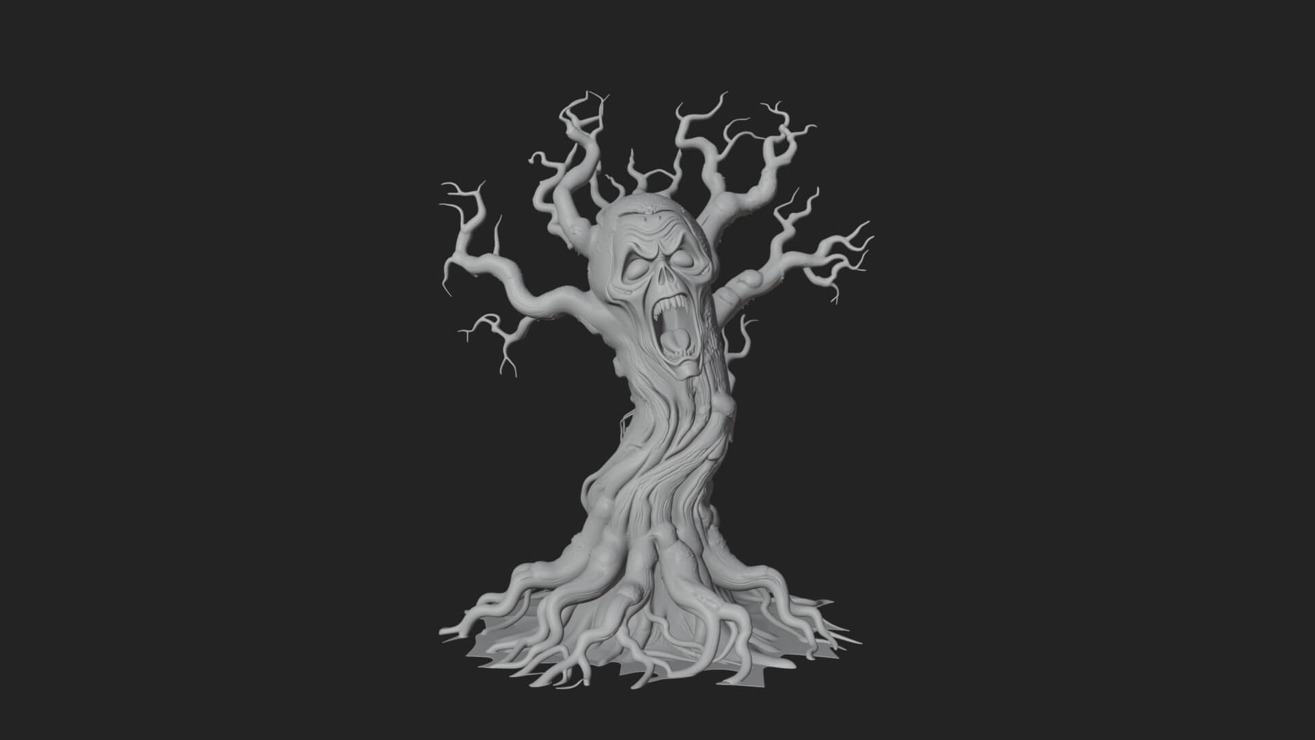 Haunted Tree Monster Statue Design 4 3D Print Model 3D Model