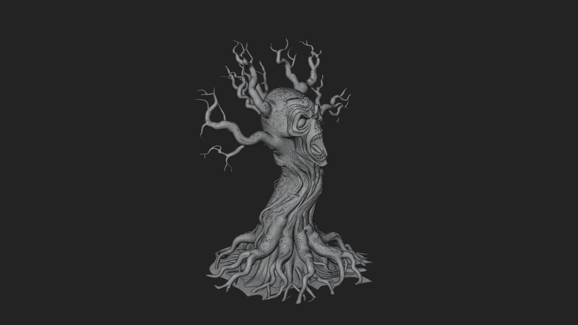 Haunted Tree Monster Statue Design 4 3D Print Model 3D Model