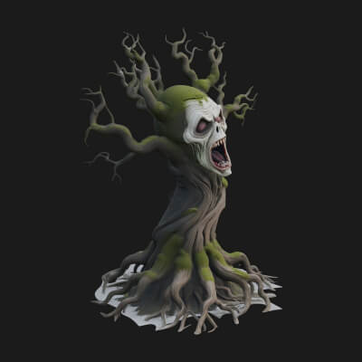 Haunted Tree Monster Statue Design 4 3D Print Model