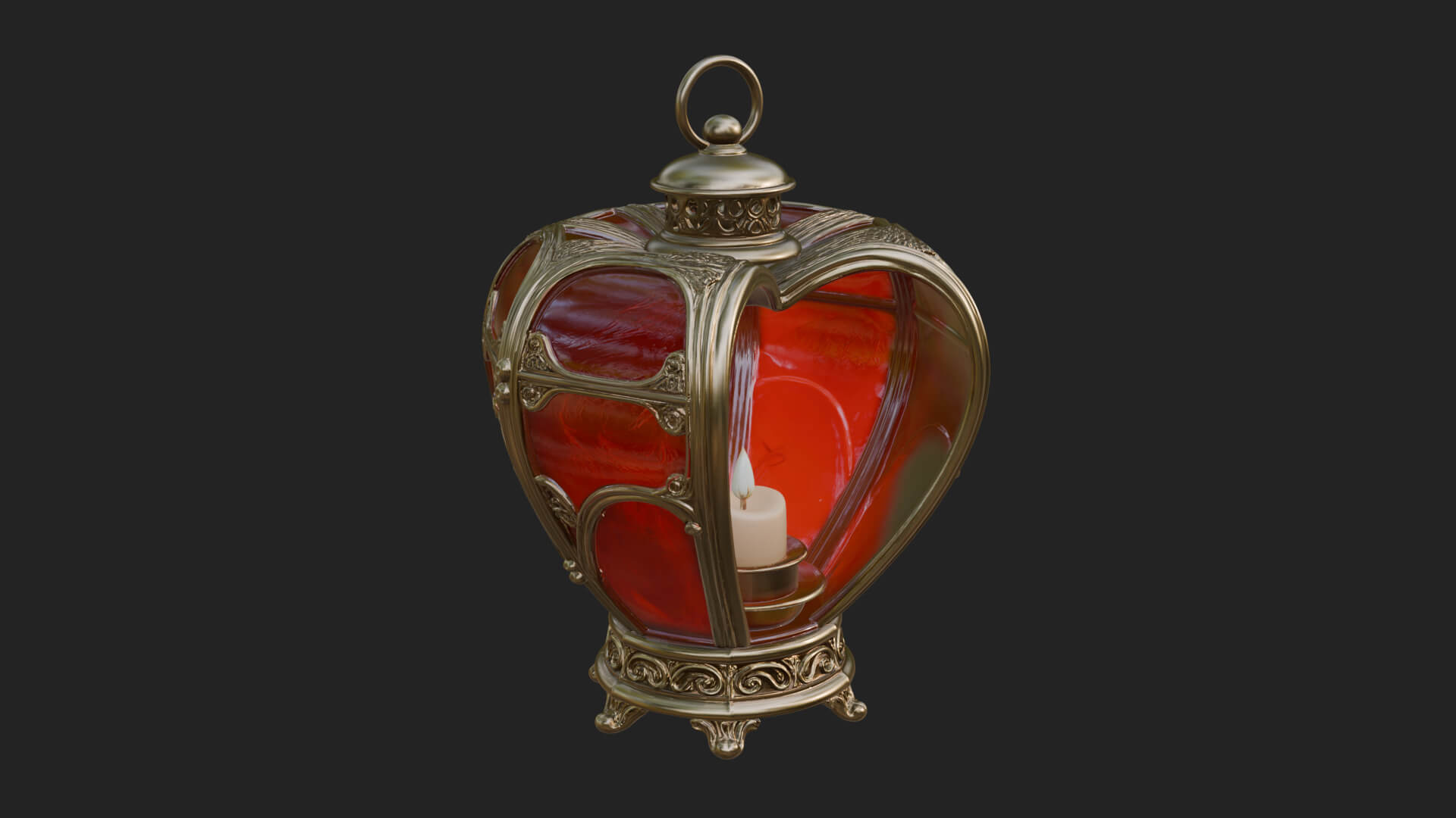 Heart Glass Candle Lantern Model Design 1 3D Print Model 3D Model
