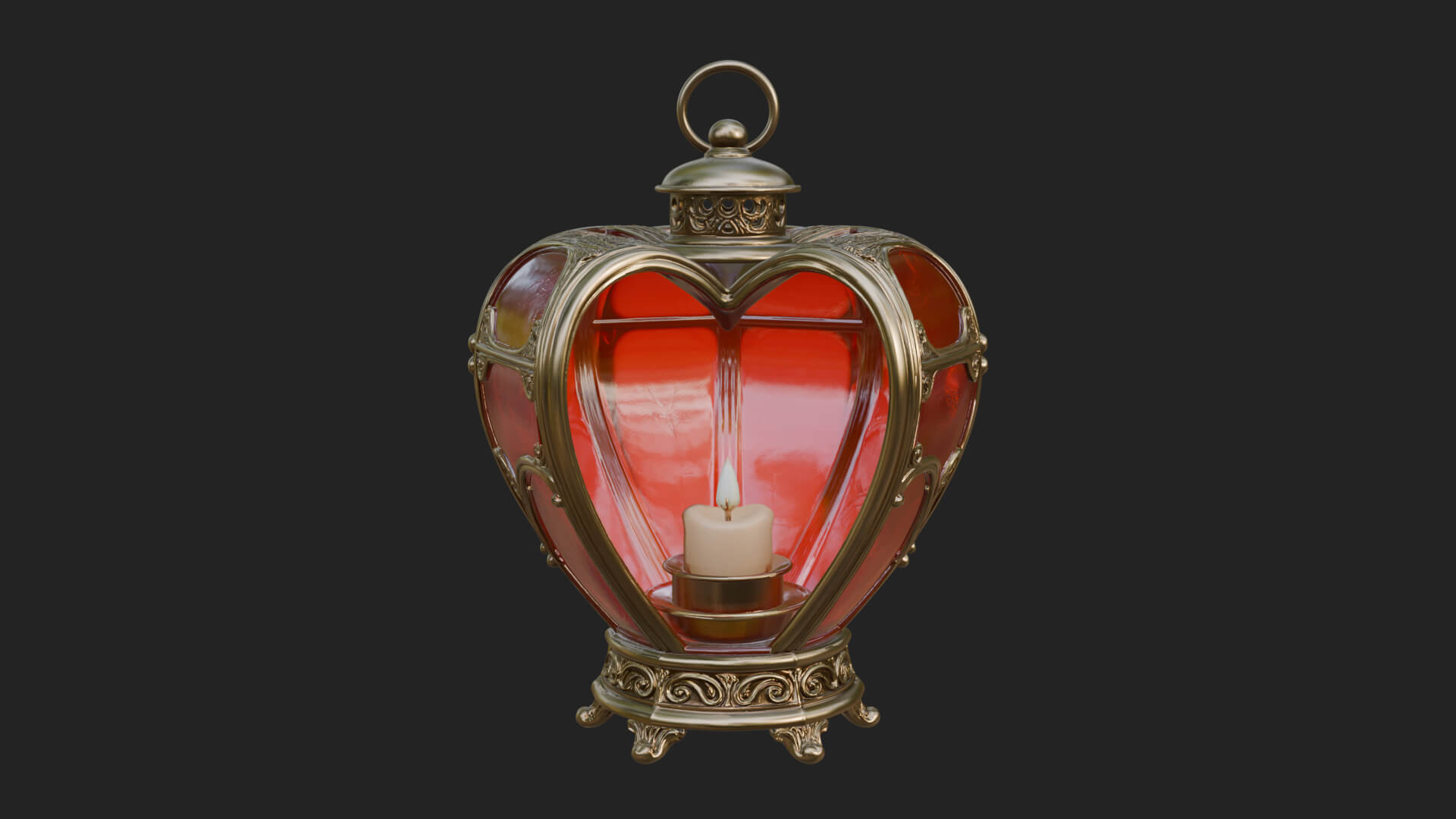 Heart Glass Candle Lantern Model Design 1 3D Print Model 3D Model