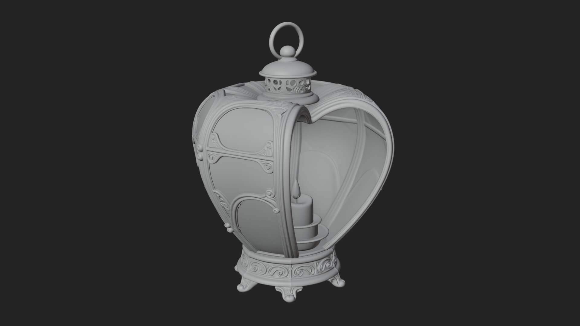Heart Glass Candle Lantern Model Design 1 3D Print Model 3D Model