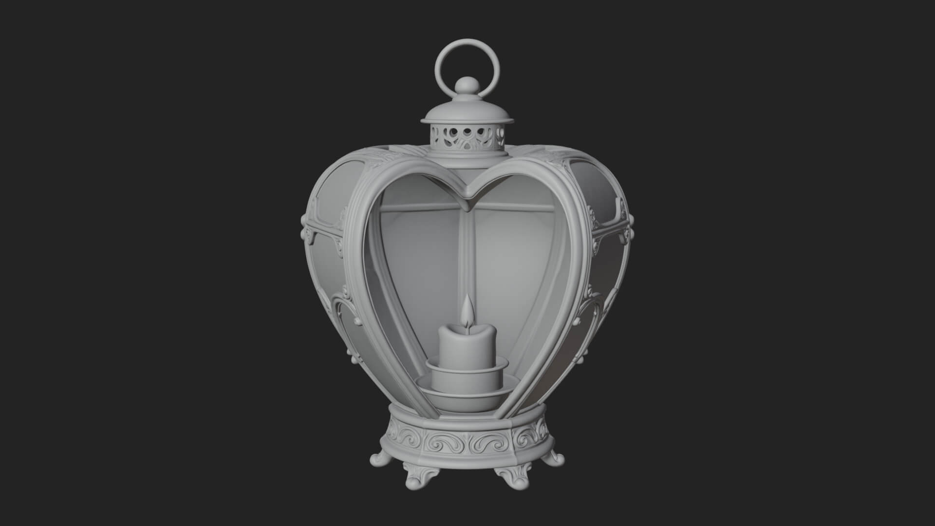 Heart Glass Candle Lantern Model Design 1 3D Print Model 3D Model