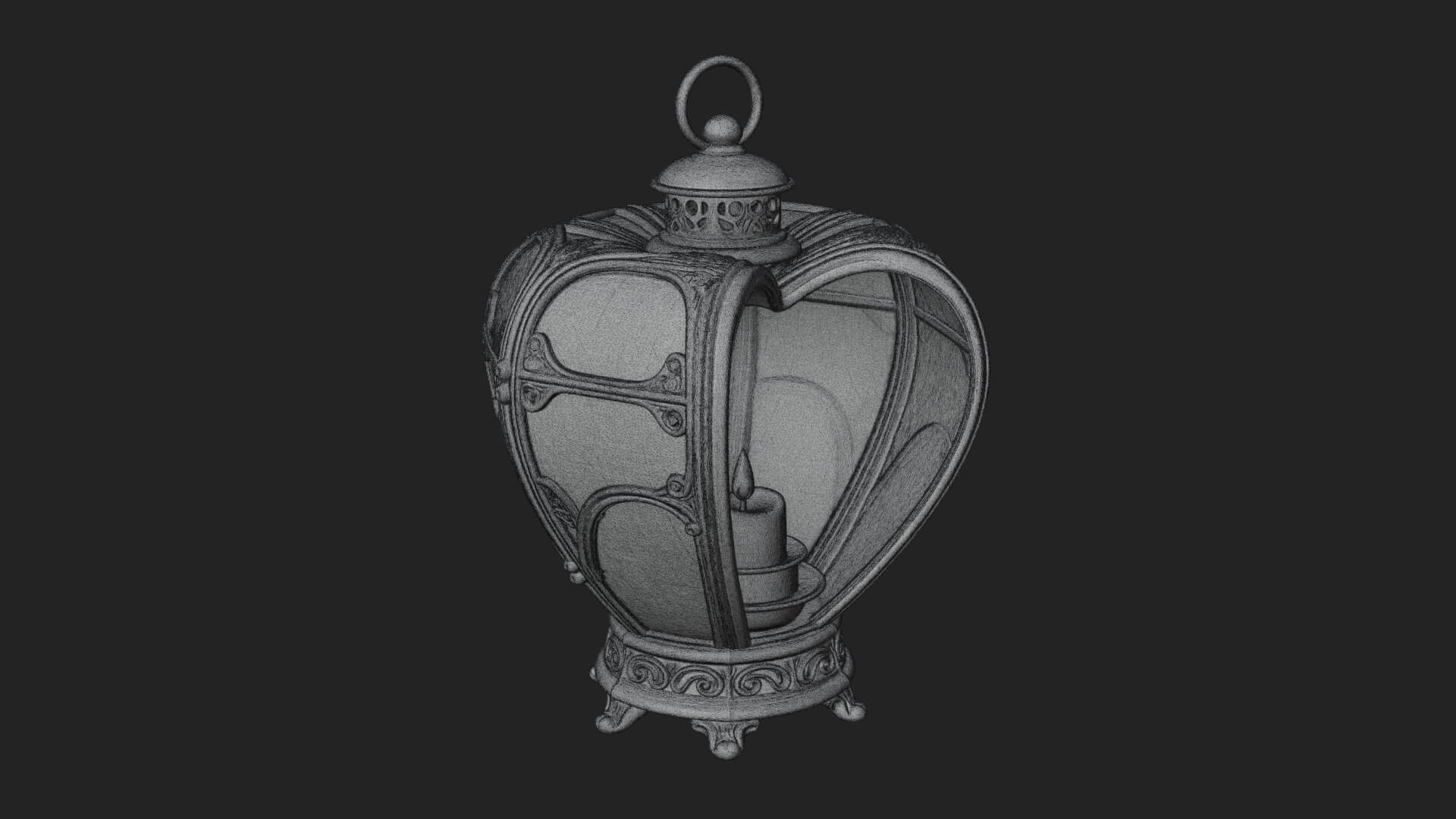 Heart Glass Candle Lantern Model Design 1 3D Print Model 3D Model