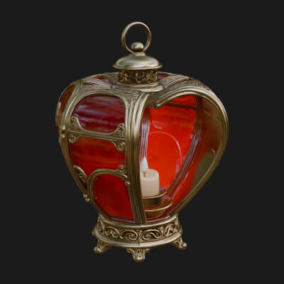 Heart Glass Candle Lantern Model Design 1 3D Print Model