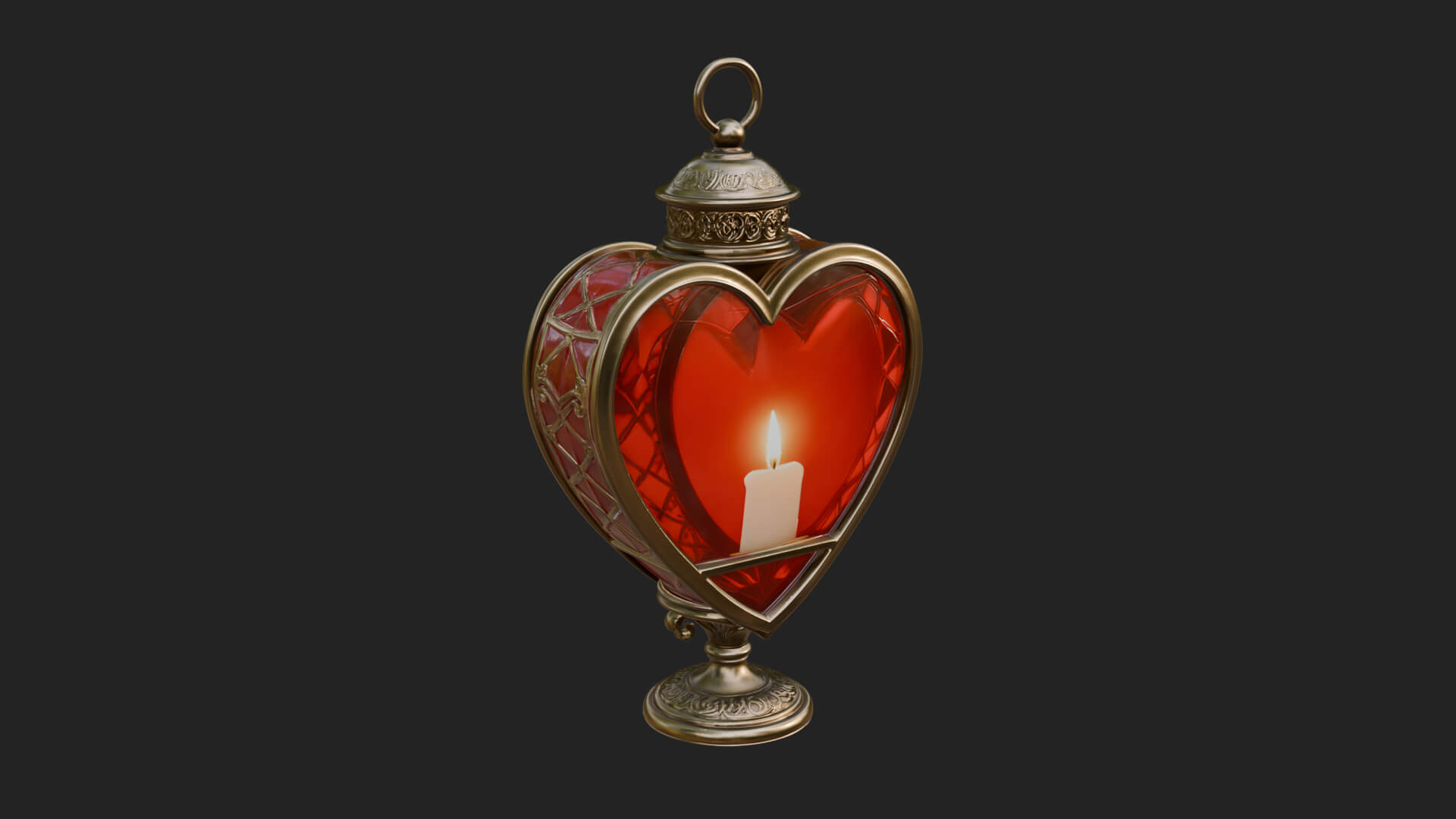 Heart Glass Candle Lantern Model Design 2 3D Print Model 3D Model