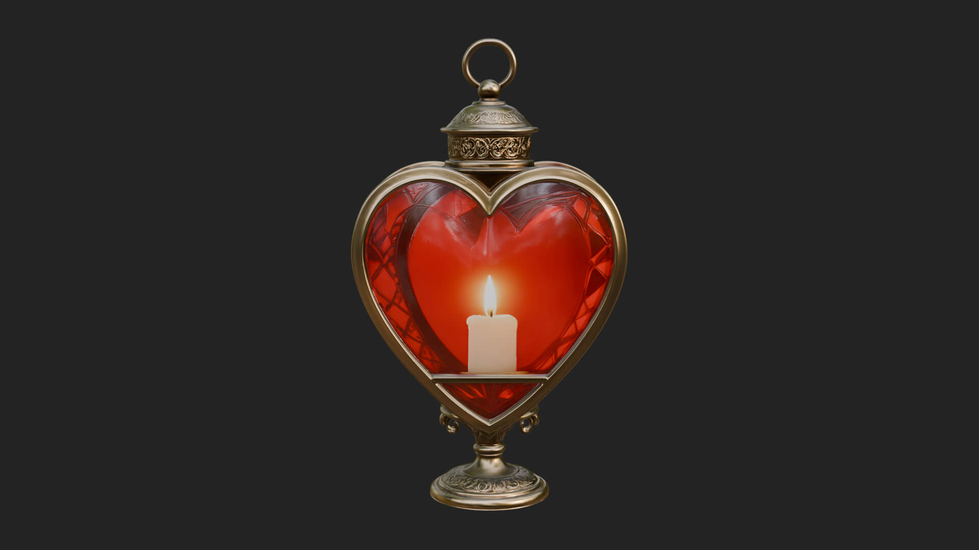 Heart Glass Candle Lantern Model Design 2 3D Print Model 3D Model