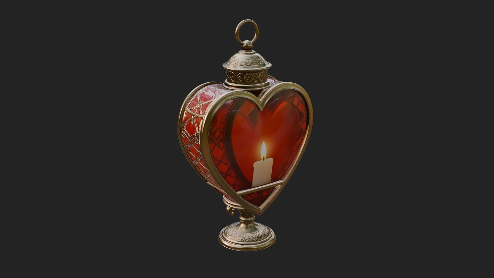 Heart Glass Candle Lantern Model Design 2 3D Print Model 3D Model