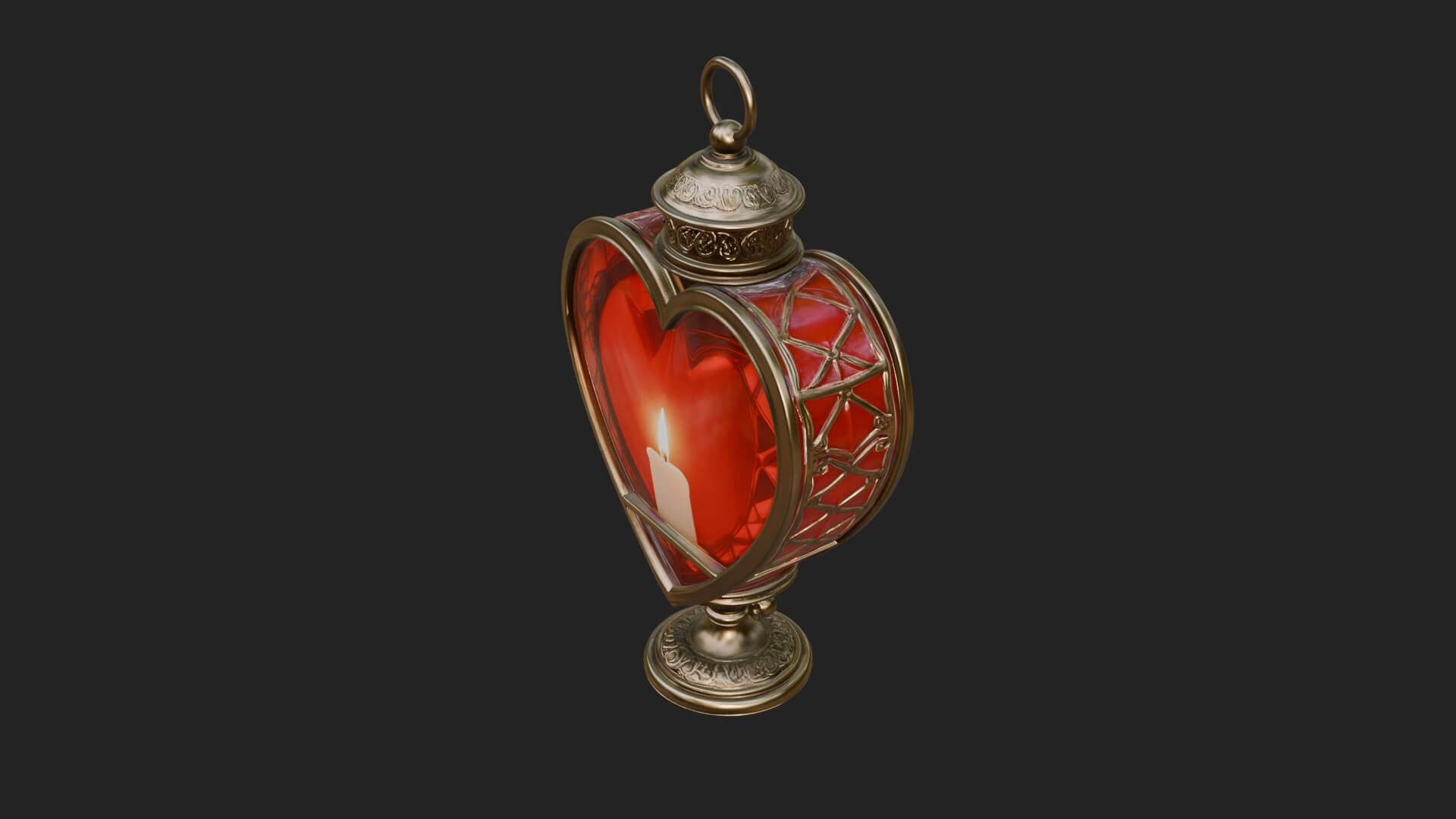 Heart Glass Candle Lantern Model Design 2 3D Print Model 3D Model