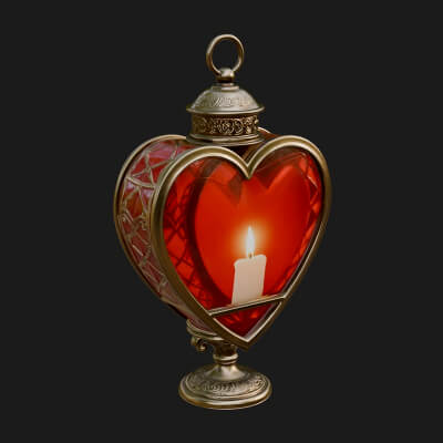 Heart Glass Candle Lantern Model Design 2 3D Print Model