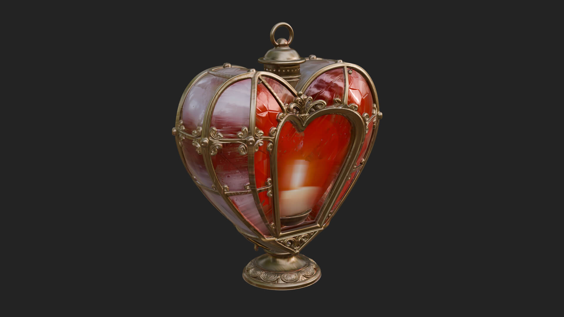 Heart Glass Candle Lantern Model Design 3 3D Print Model 3D Model