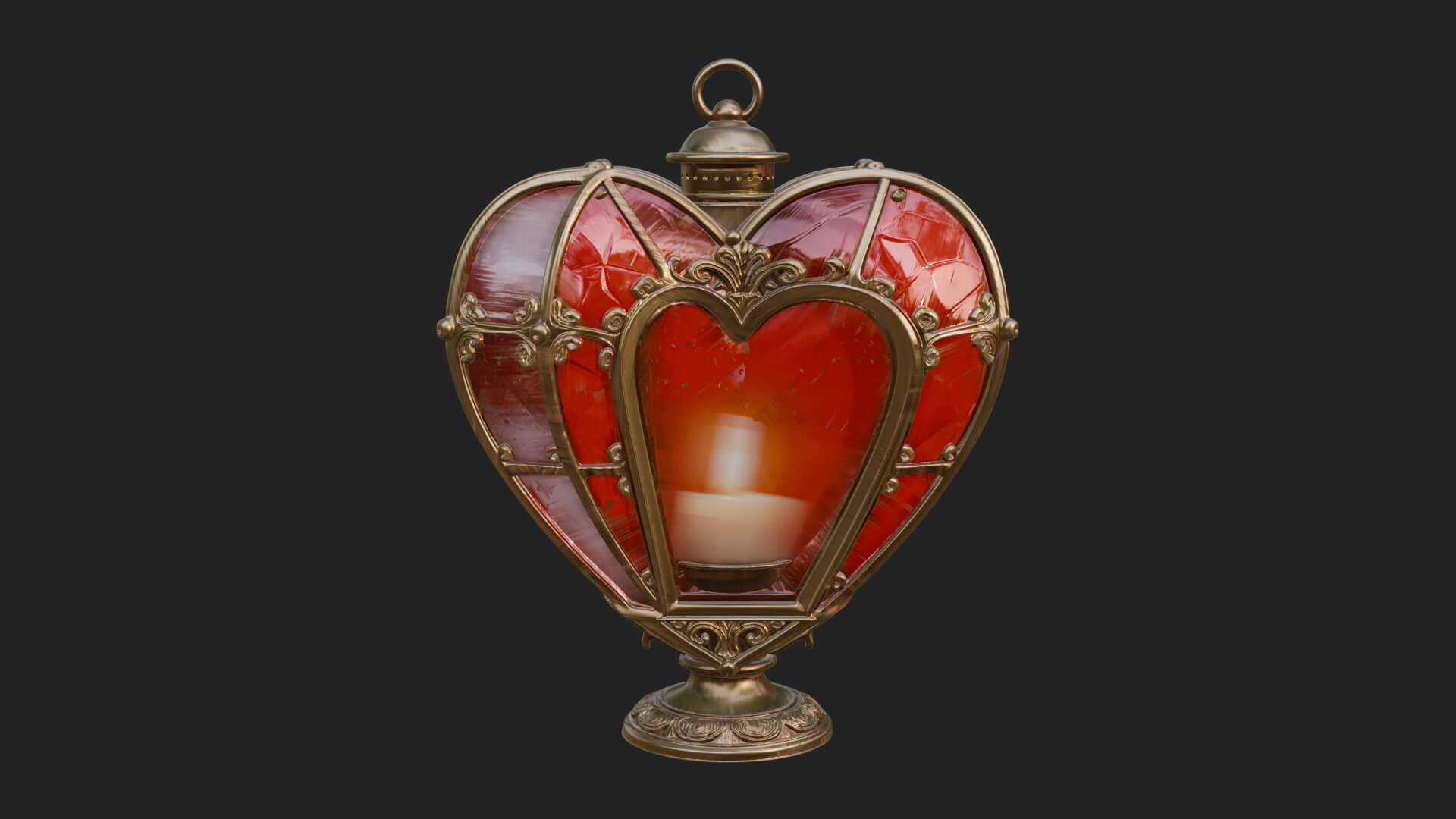 Heart Glass Candle Lantern Model Design 3 3D Print Model 3D Model