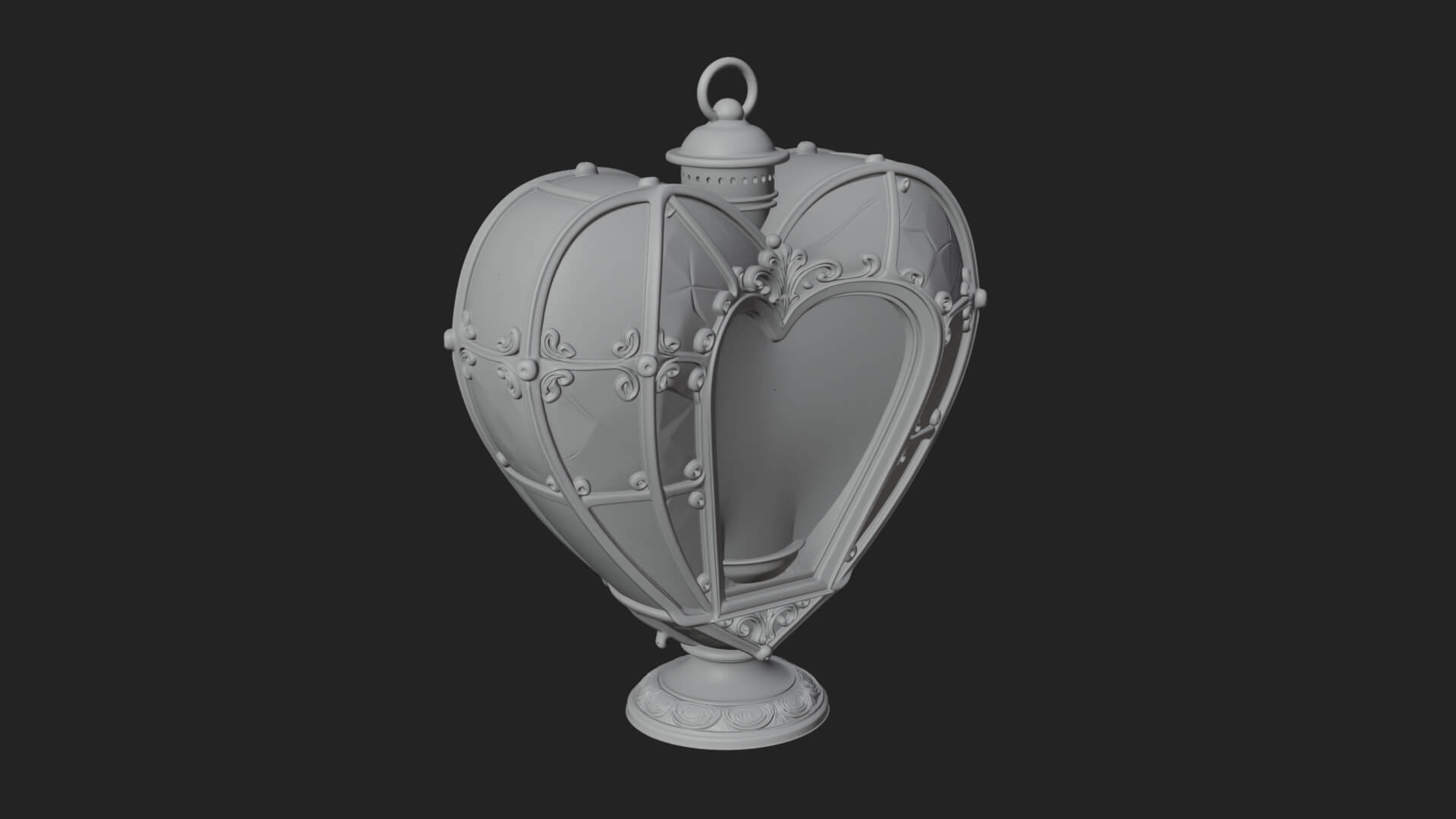 Heart Glass Candle Lantern Model Design 3 3D Print Model 3D Model