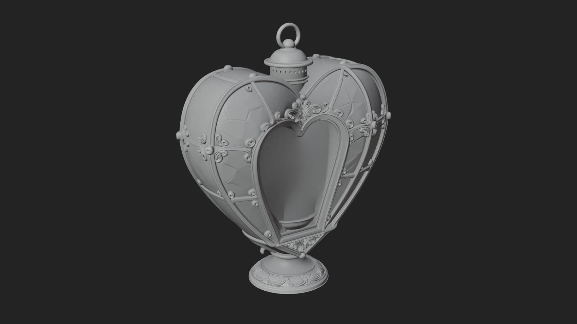 Heart Glass Candle Lantern Model Design 3 3D Print Model 3D Model