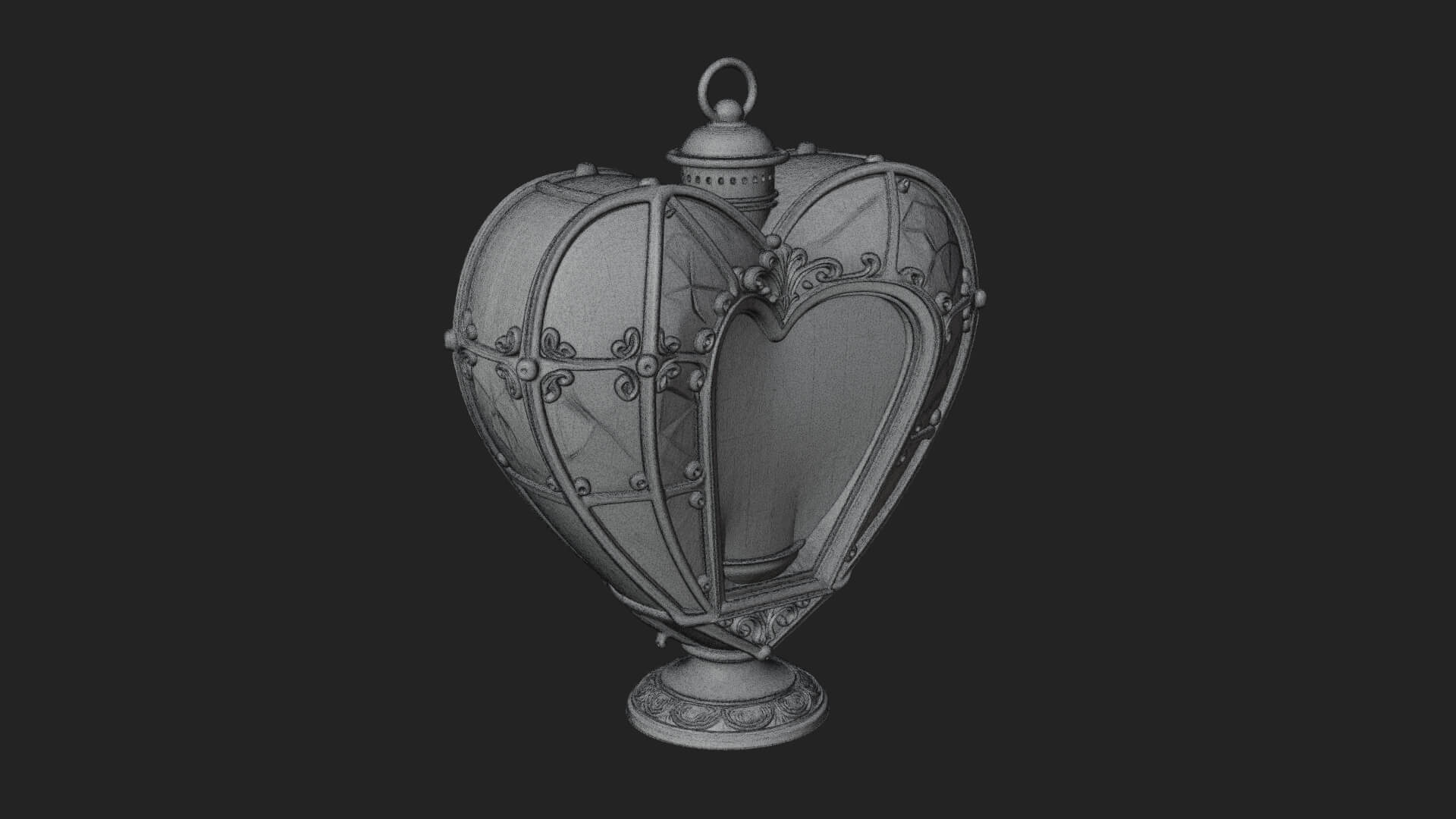 Heart Glass Candle Lantern Model Design 3 3D Print Model 3D Model