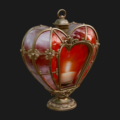 Heart Glass Candle Lantern Model Design 3 3D Print Model